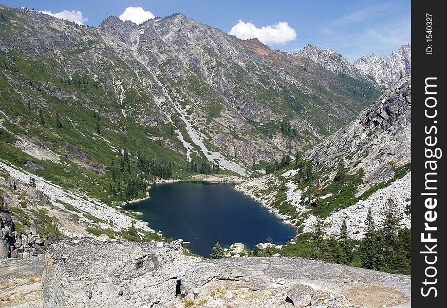 Sapphire lake shining in the sun in beautiful trinity alps. Sapphire lake shining in the sun in beautiful trinity alps