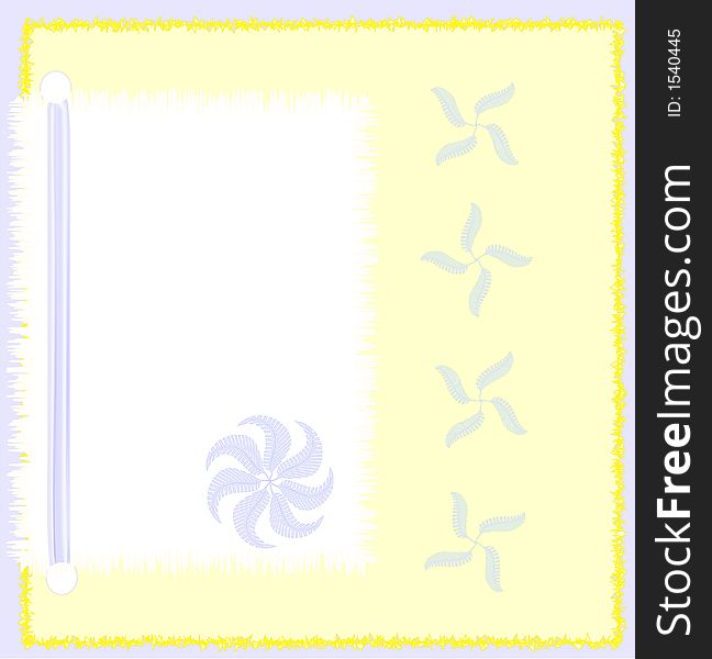 Illustration of a blank notecard, yellow and blue. Illustration of a blank notecard, yellow and blue