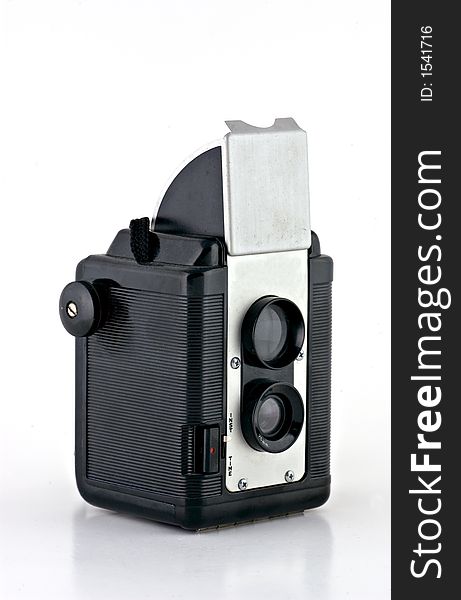 Detailed shot of a vintage twin lens reflex camera