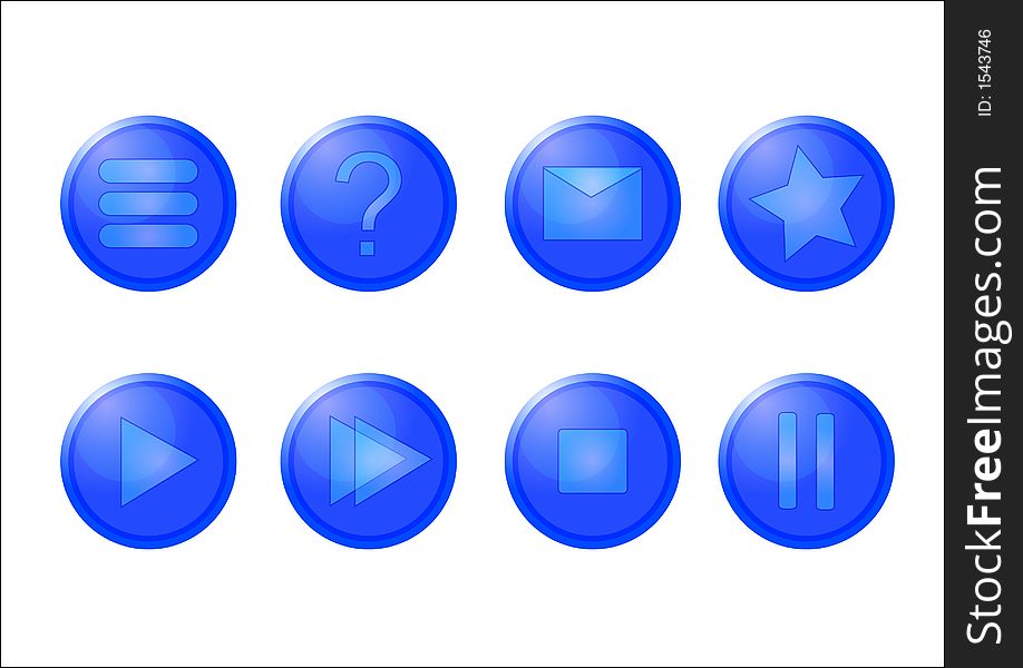 Blue glass buttons design for web or other designs