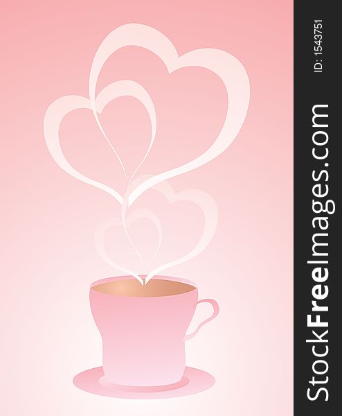 Love coffe on pink background illustration