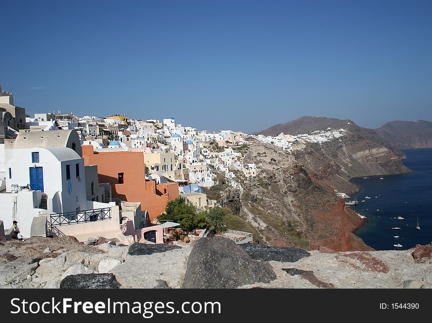 Houses on the cliff on the island of Santorini. Houses on the cliff on the island of Santorini