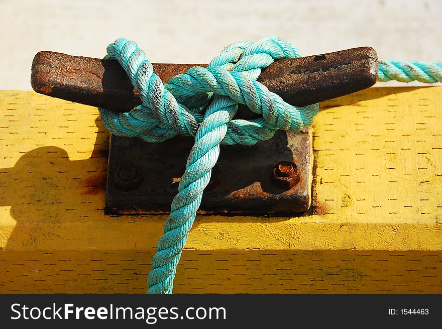 Rope connected from a boat that is tied down