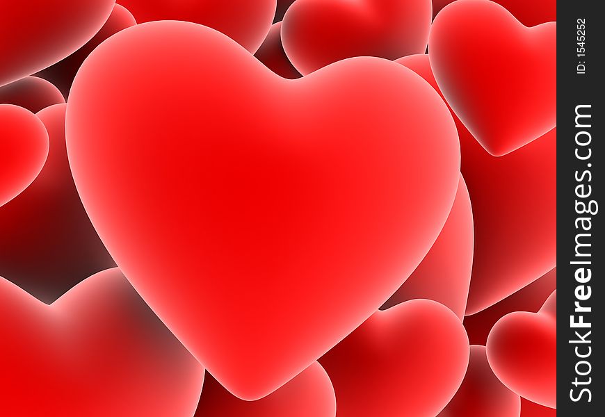 3d rendered red hearts illustration