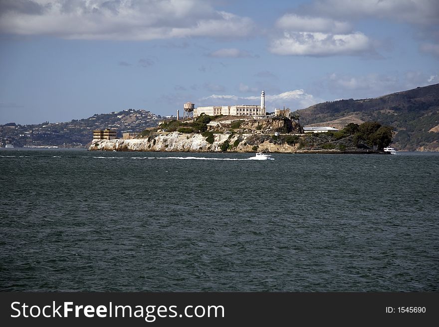 Alcatraz - The Rock - island located on the middle of San Francisco Bay in California, USA