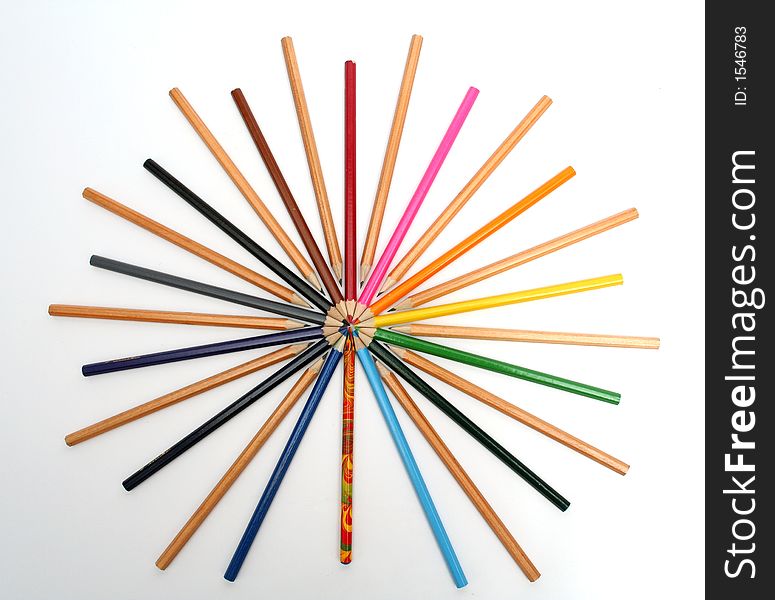 Multi-colored pencils have the form of a star