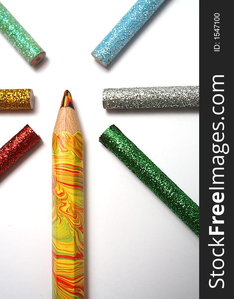 The Multi-colour Big Pencil Is Surrounded By Color Pencils