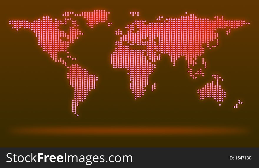 World map. Dot matrix map of the world