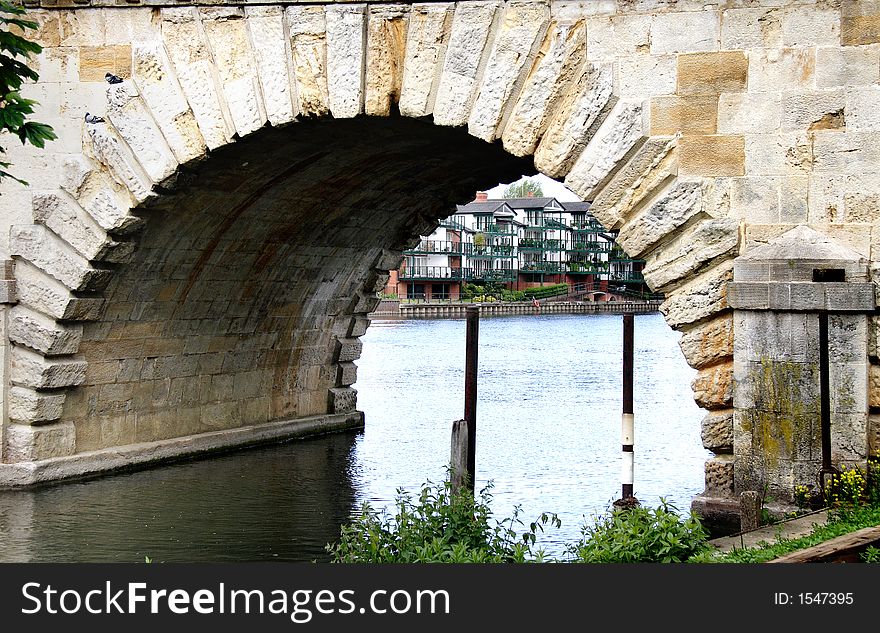 Arched Section of an Historic Road Bridge over the River Thames. Arched Section of an Historic Road Bridge over the River Thames