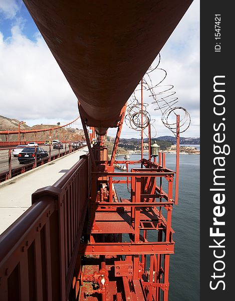Main Cable of Golden Gate Bridge in industrial orange