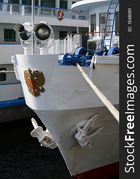 Foremost Part Of The Passenger Motorship With Anchors