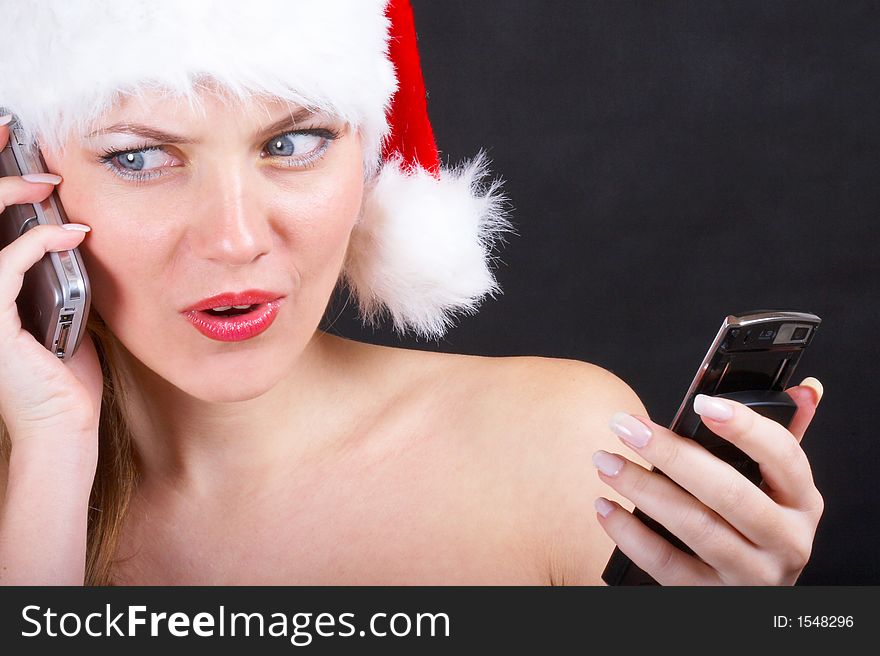 Santa girl with phone