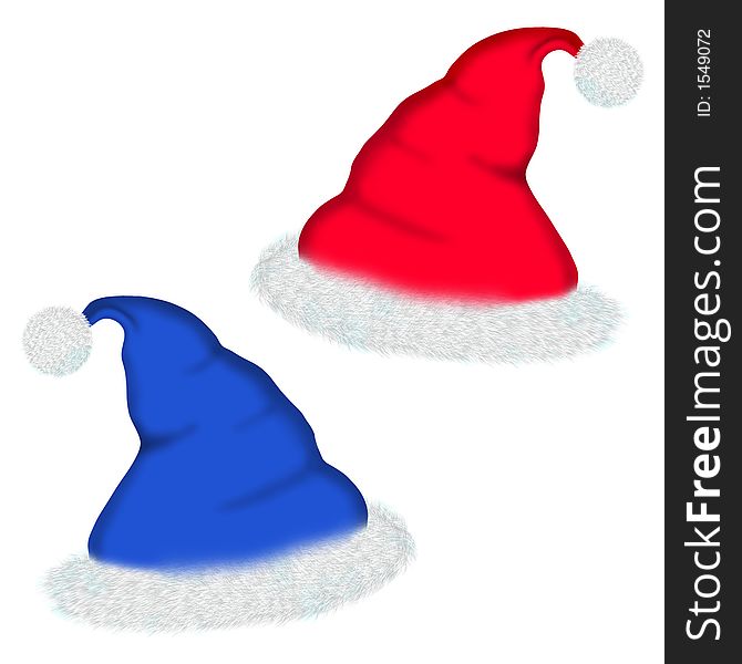 Hat Santa isolated on a white background. For an ornament of Christmas themes