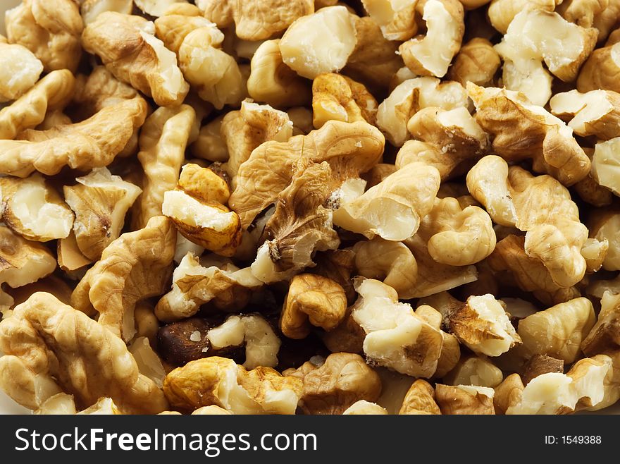 Macro of shelled nuts (food)
