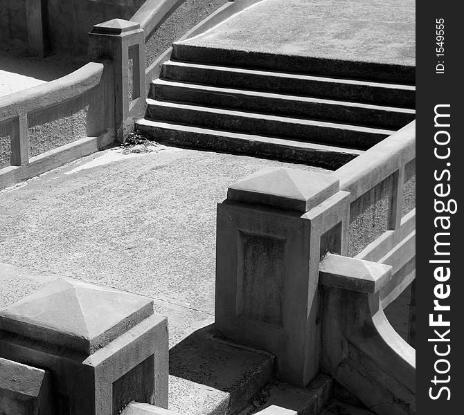 Small Old Bridge In An Outdoor Park, Black And White. Small Old Bridge In An Outdoor Park, Black And White