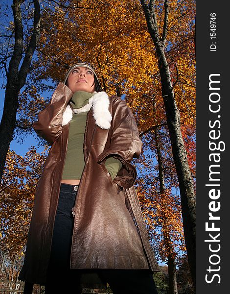 Woman In Fall fashion Outdoors Model to use in advertising. Woman In Fall fashion Outdoors Model to use in advertising.