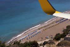 Airplane Wing Over Beach Stock Photo Airplane Wing Over Beach Stock Photo