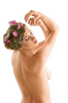 Nude Girl With A Wreath Of Flowers On Her Head Royalty Free Stock Photography Nude Girl With A Wreath Of Flowers On Her Head Royalty Free Stock Photography