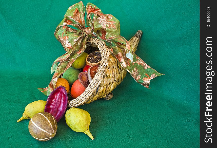 Autumn Centerpiece on a Green Textile