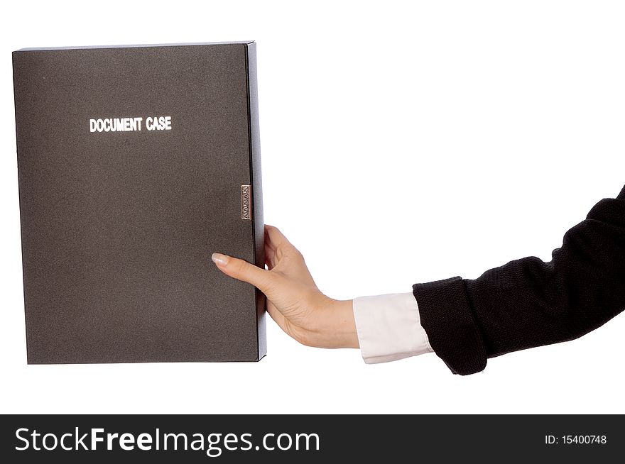The new worker holds the document case in the hand