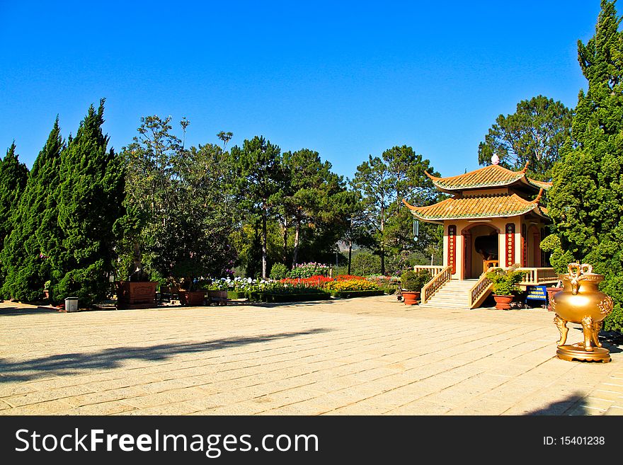 Garden area of a Temple in Vietnam. Garden area of a Temple in Vietnam.