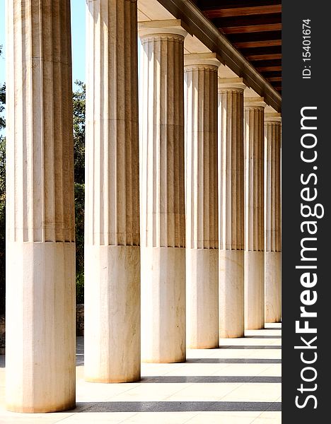 The columns in Greek museum