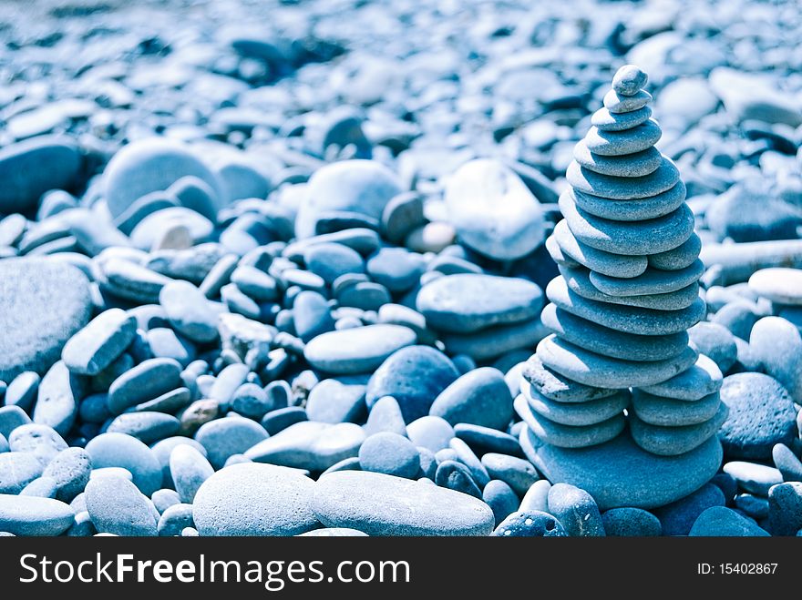 Blue Zen stone pyramid