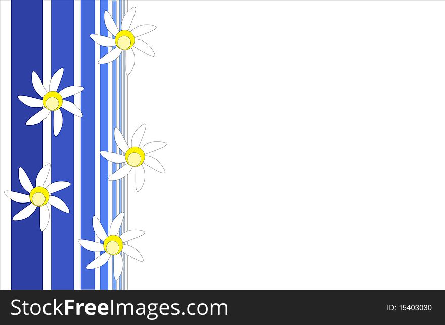 Several daisies on blue stripes
