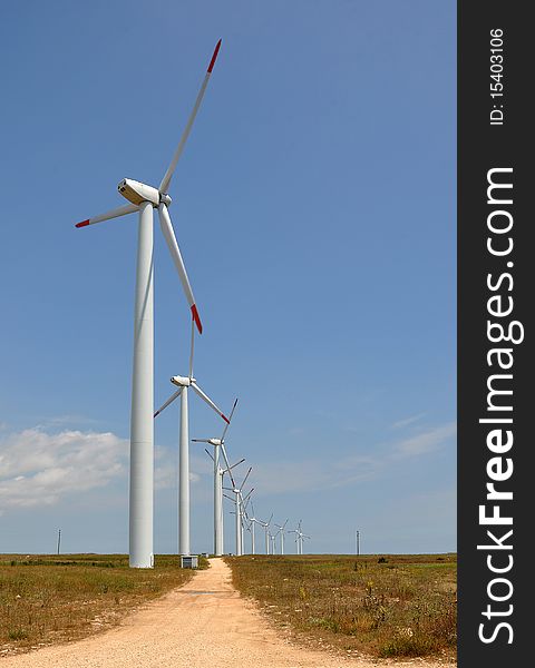 Wind Power Generators with clear blue sky