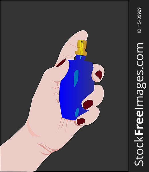 Perfume in woman hand. Vector. Perfume in woman hand. Vector.