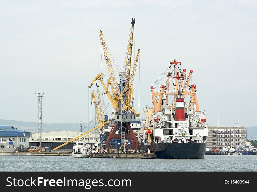 The image of ship under the shipping. The image of ship under the shipping