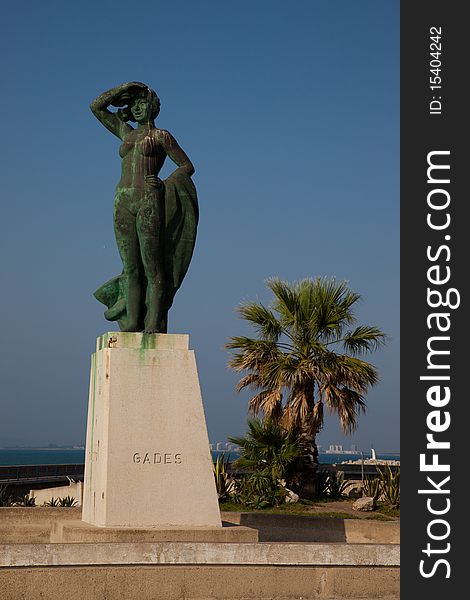 Statue of Gades in Punta de San Felipe, Cadiz - Spain. Statue of Gades in Punta de San Felipe, Cadiz - Spain