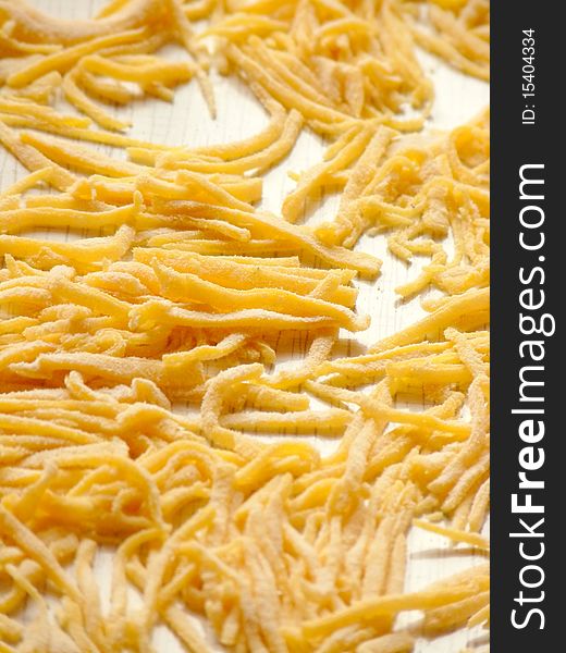 Homemade pasta. Noodles. Macro shooting