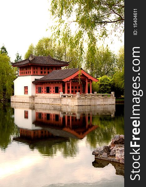 Chinese pagoda near the lake. Chinese pagoda near the lake.