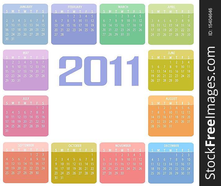 Vector Illustration of style design Colorful Calendar for 2011