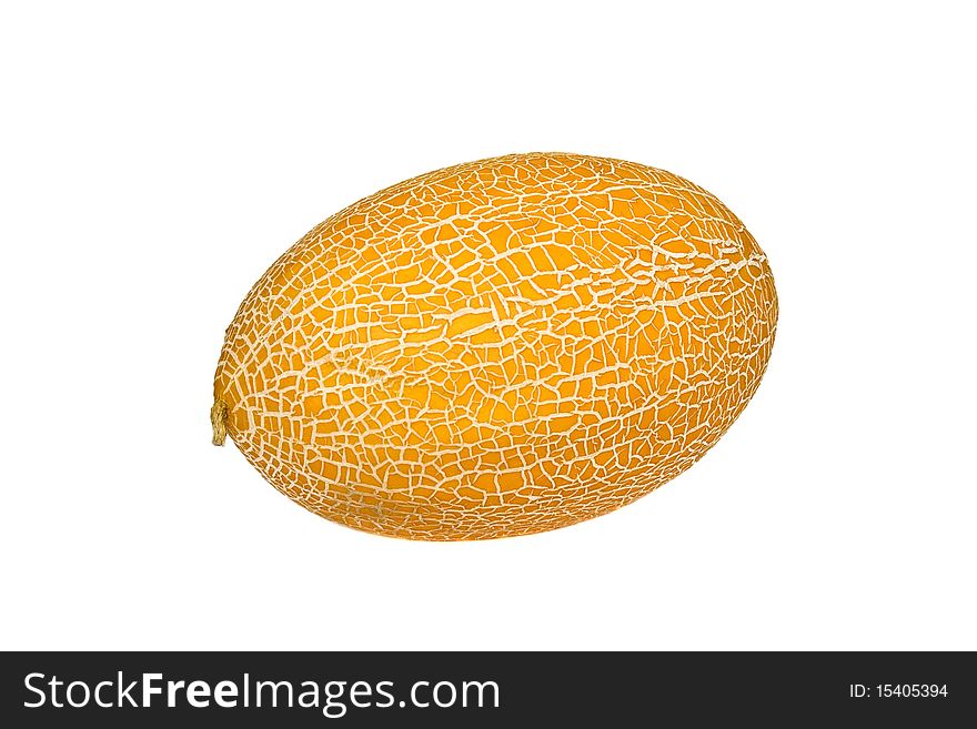 Ripe, yellow, large, fresh melon isolated on white background. Ripe, yellow, large, fresh melon isolated on white background