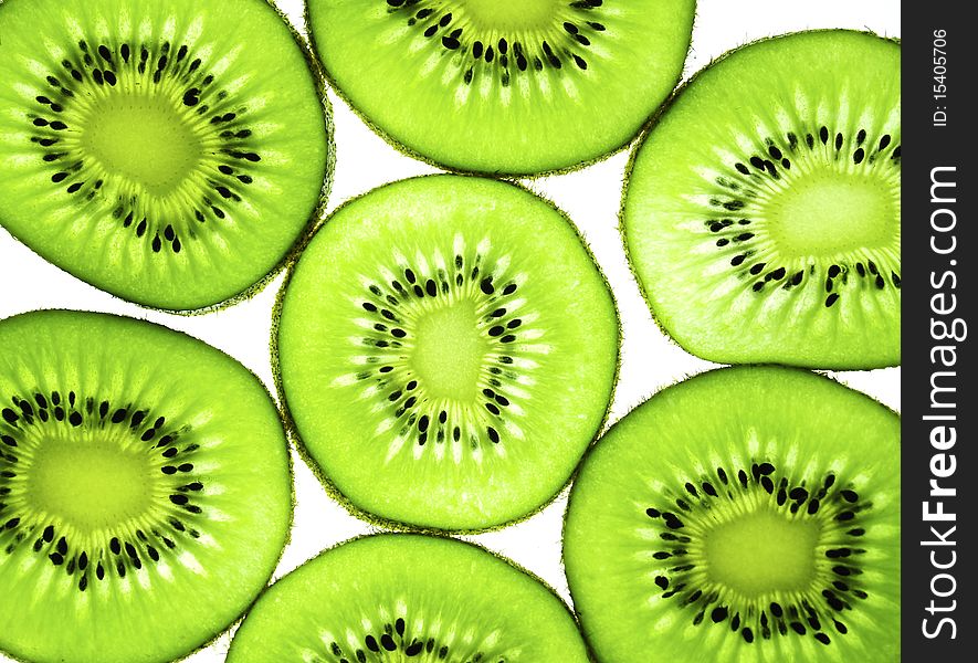 Kiwi fruit slice on white background