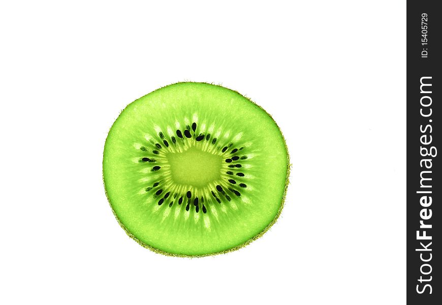 Kiwi fruit slice on white background