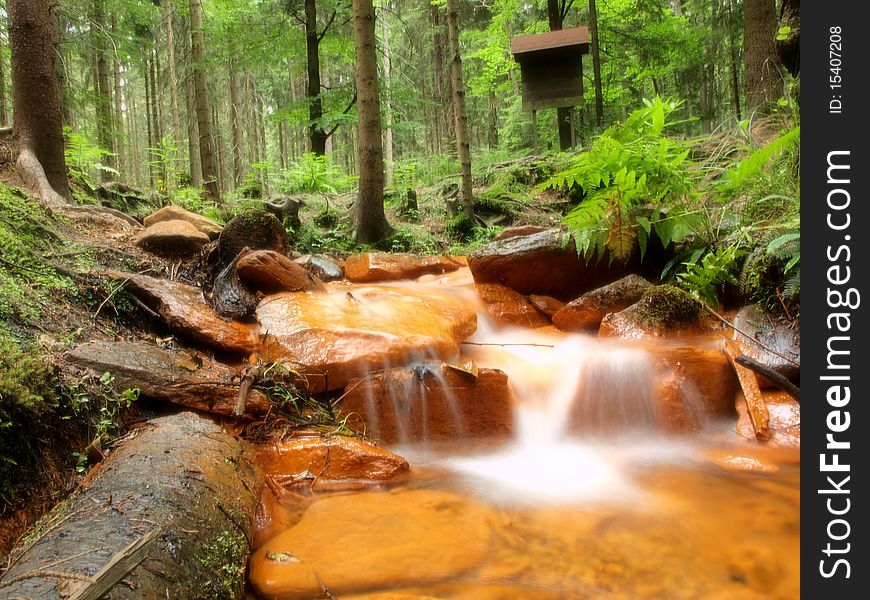 Sulphur stream in forest, long exposition time. Sulphur stream in forest, long exposition time