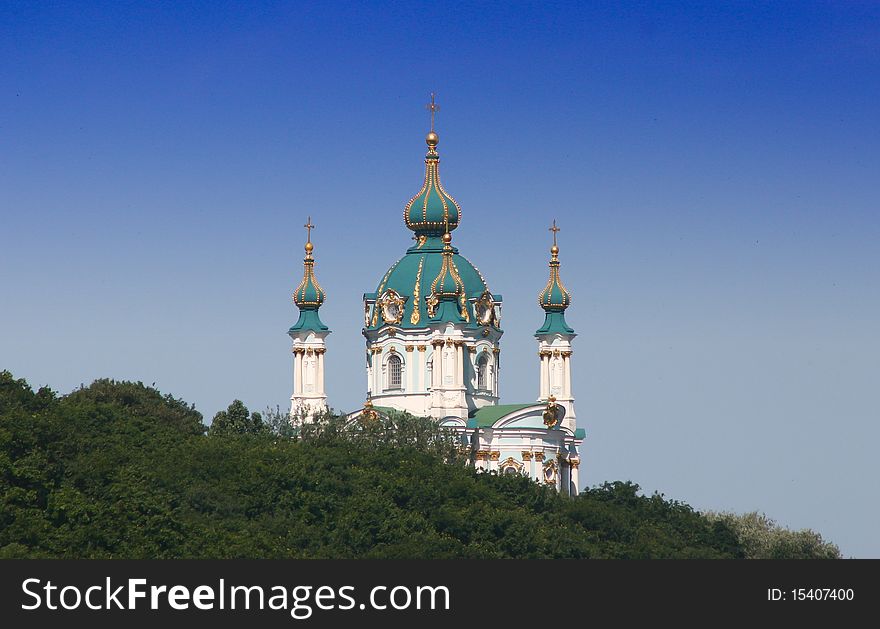 A Church on green hill in kiev-ukraine. A Church on green hill in kiev-ukraine