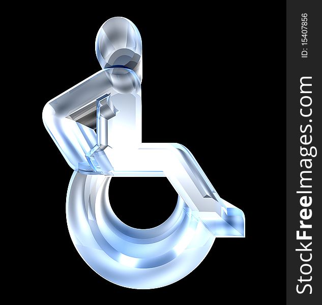 Universal wheelchair symbol in glass (3d)