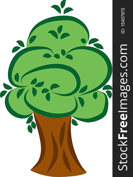 Green tree for the decoration of illustrations of different direction