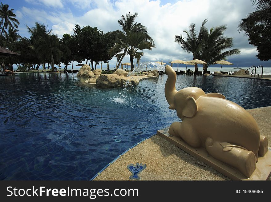 Swimming pool in hotel at Chang Island