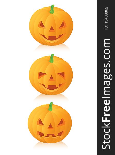 Vector illustration of pumpkins on a white background