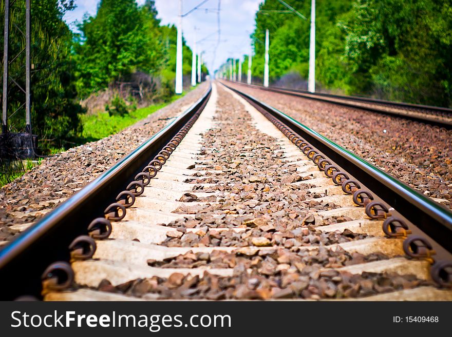 View of the railway track on a sunny day