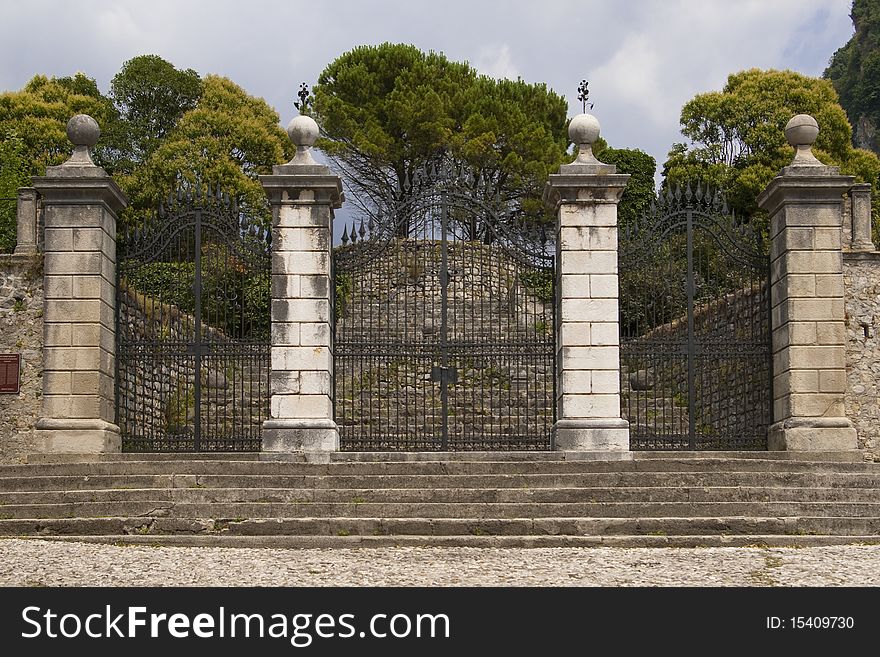 Castle entrance gate in italian town