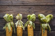 Fresh Corn On Wooden Table Stock Photos