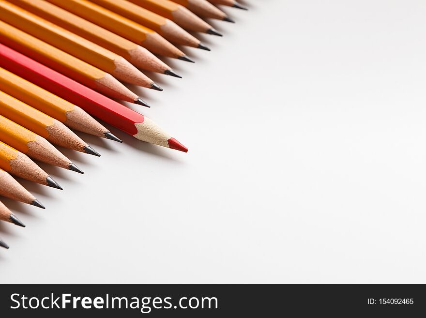 Red pencil leading classic ones on white background