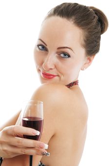 Portrait Of A Woman Holding A Glass Of Red Wine Royalty Free Stock Photo Portrait Of A Woman Holding A Glass Of Red Wine Royalty Free Stock Photo