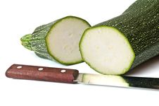 Vegetable Marrow And Knife Royalty Free Stock Images